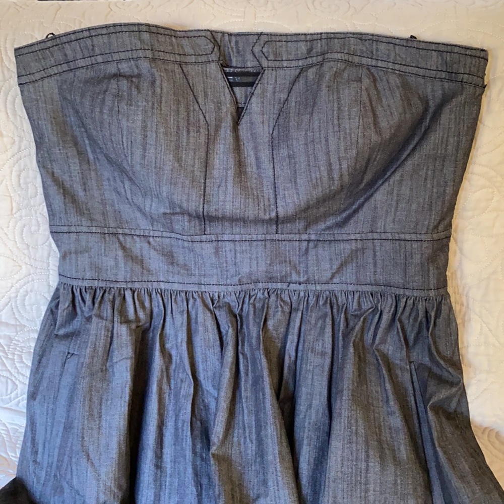 Calvin Klein linen strapless mini dress